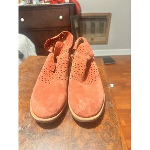 Suede Ankle Booties Cutout Detail Orange Casual Shoes Size (See Description)
